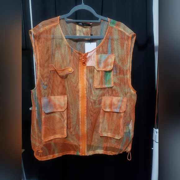 STRUCTURED MESH VEST ZARA Orange - Picture 2 of 15